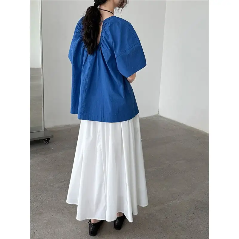 Backless Tie Back Short Sleeve Shirt