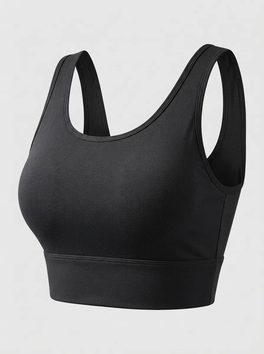 Women's Scoop-Neck Reinforced-Trim Wide-Strap Flat-Band Sports Bra