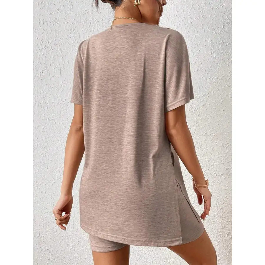 Casual Round Neck T Shirt and Shorts Set