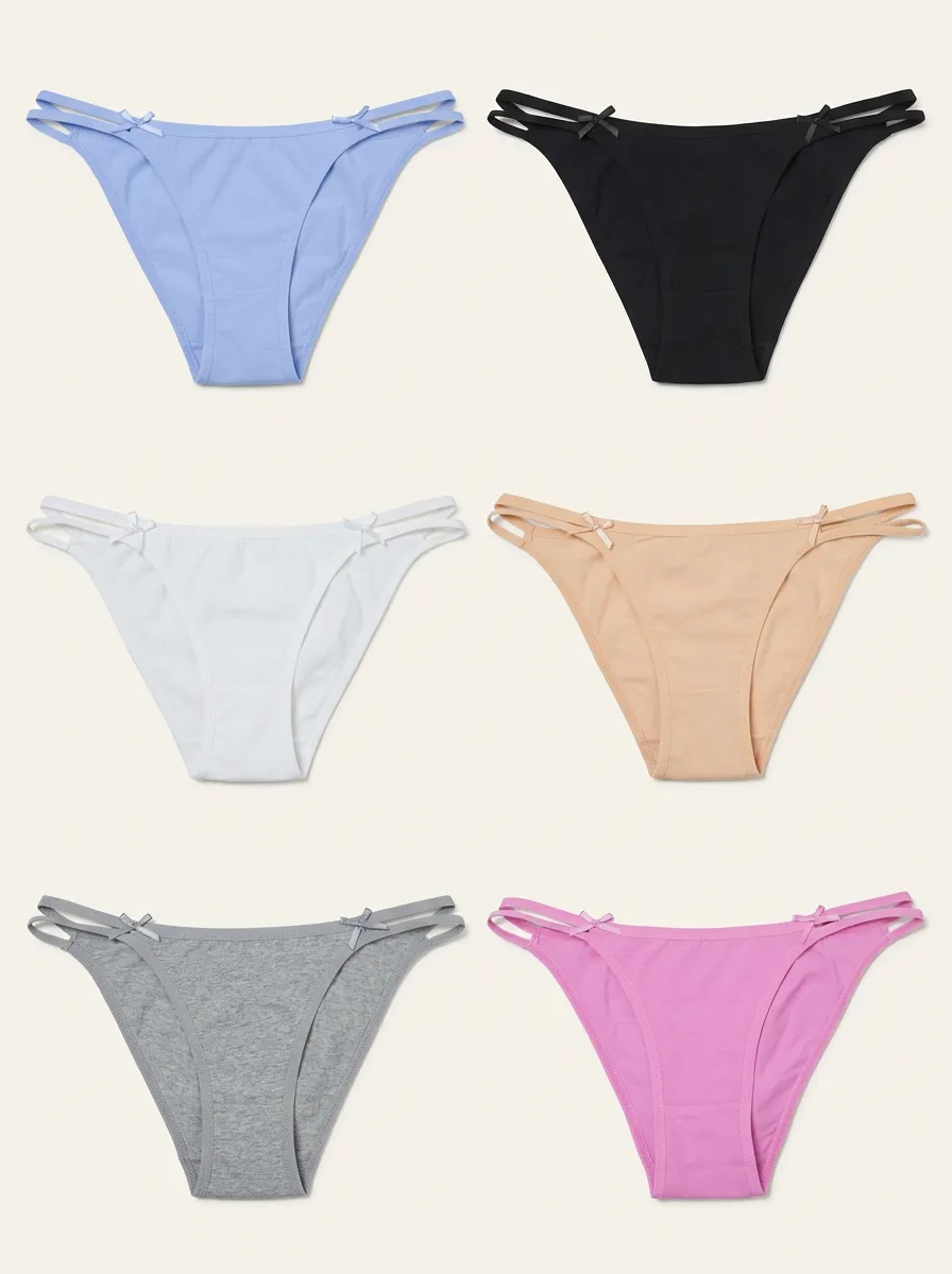 Women's Double-Strap Bow Bikini Brief Set