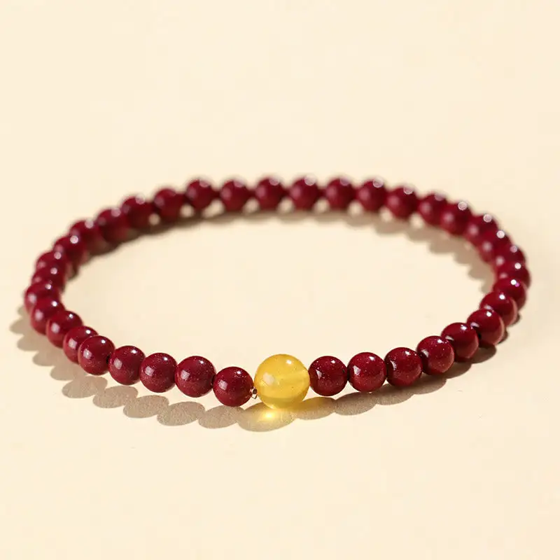 Natural Cinnabar Amber Stone Bracelet
