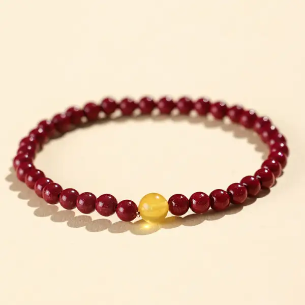 Natural Cinnabar Amber Stone Bracelet