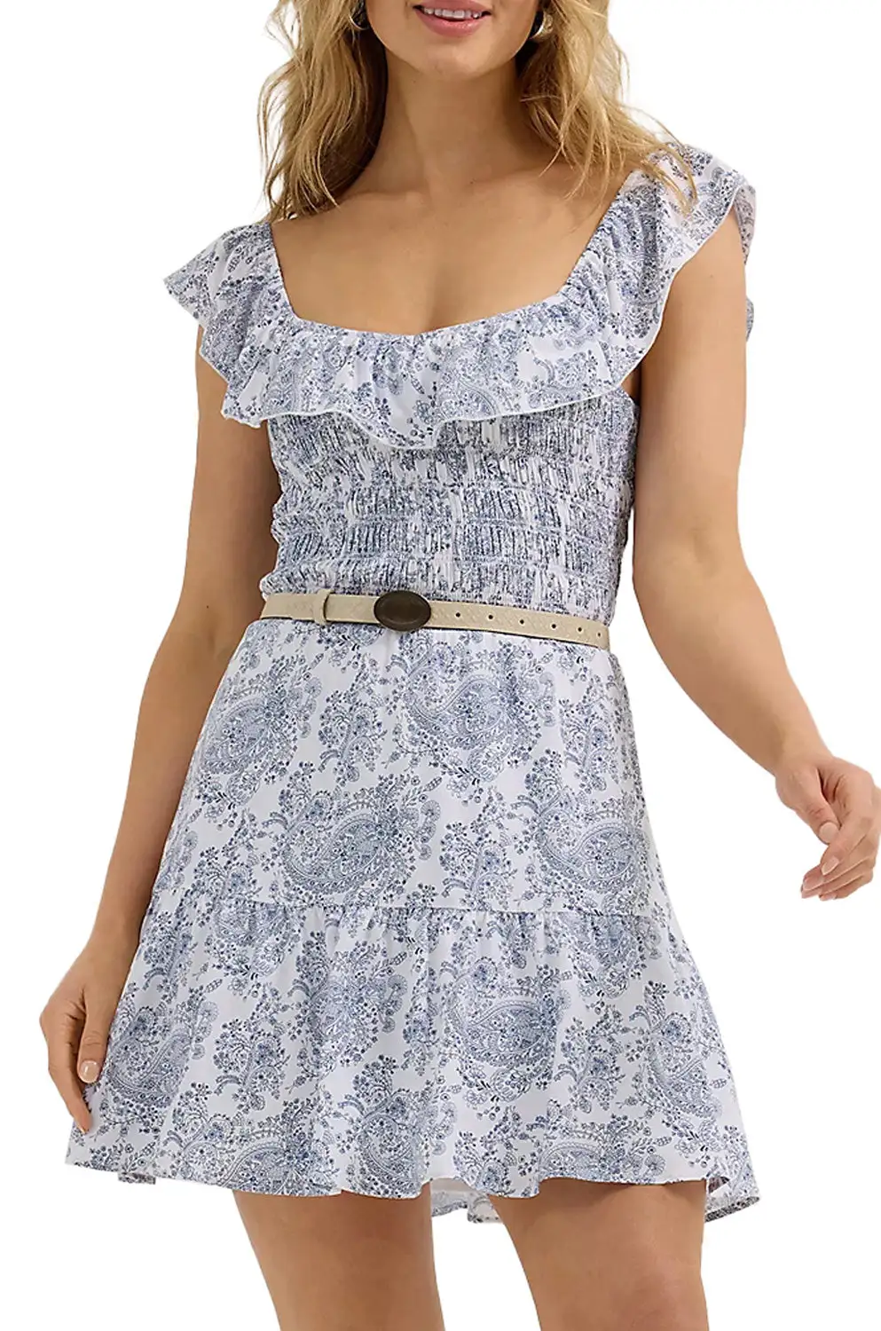 Tiered Smocked Ruffle Detail Mini Dress