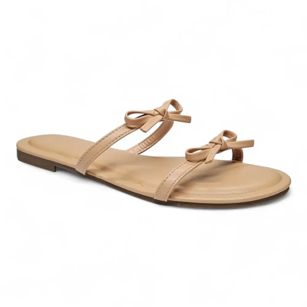 Wallet Double Bow Strap Slide Sandal