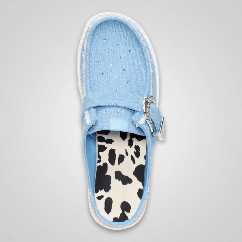 Casual Slip Buckle Denim Mule Shoes