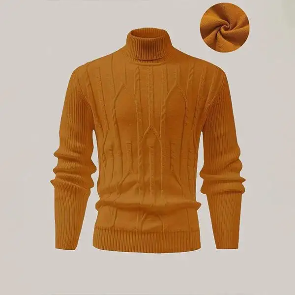 Textured Turtleneck Knit Sweater
