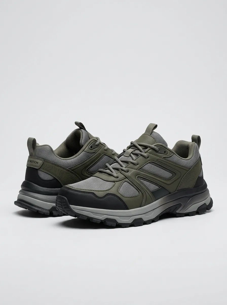 Outdoor-Inspired Form Hiking-Inspired Topographic Casual Sneakers