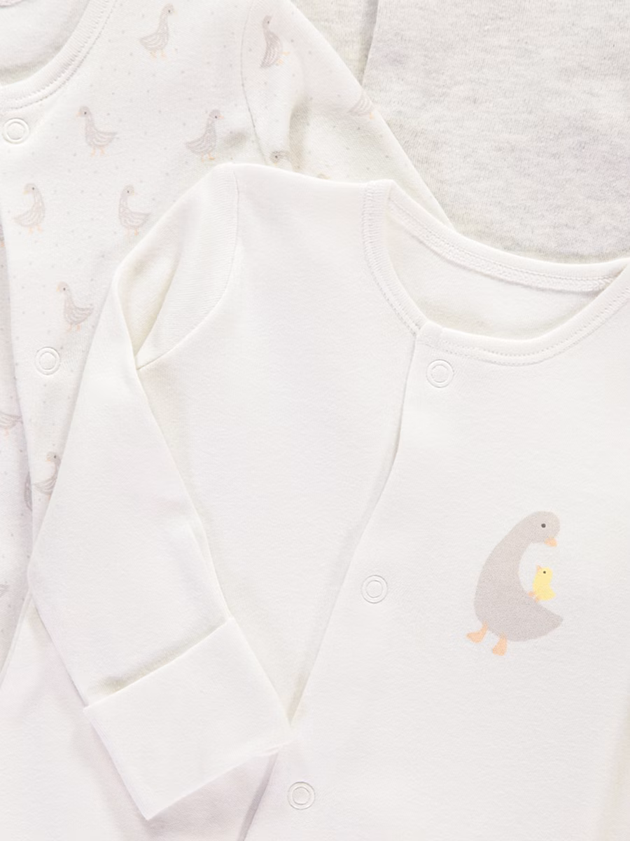 Neutral Ducks Long Sleeve Sleepsuits 3 Pack detail 1