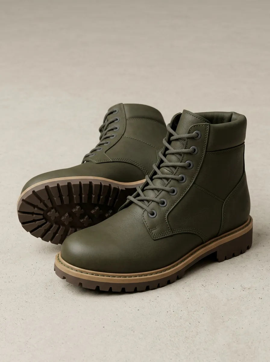 Unisex Plain Leather Work Boots