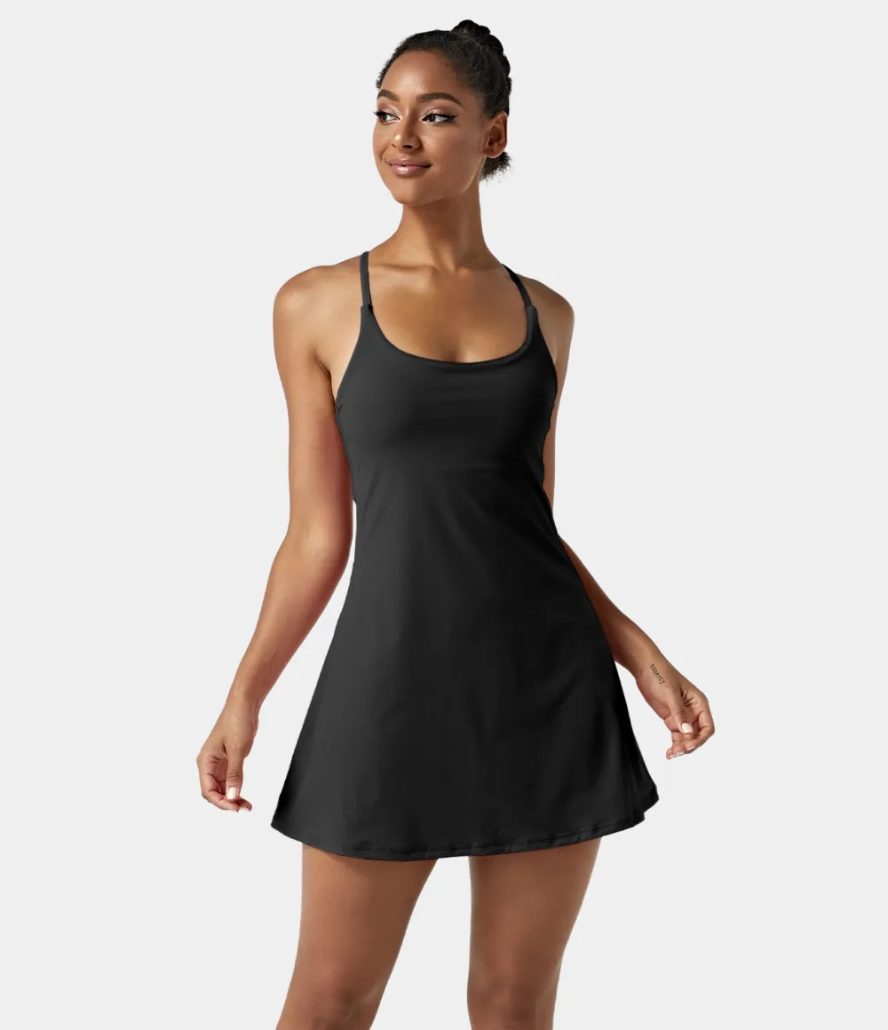 Softlyzero Airy Backless Cut Out 2-in-1 Pocket Cool Touch Mini Activity Dress