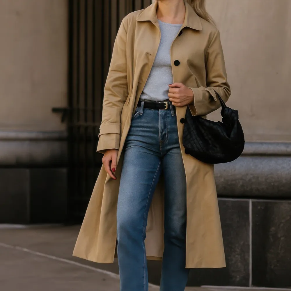 Modern Long Sleeve Pocket Detail Trench Coat
