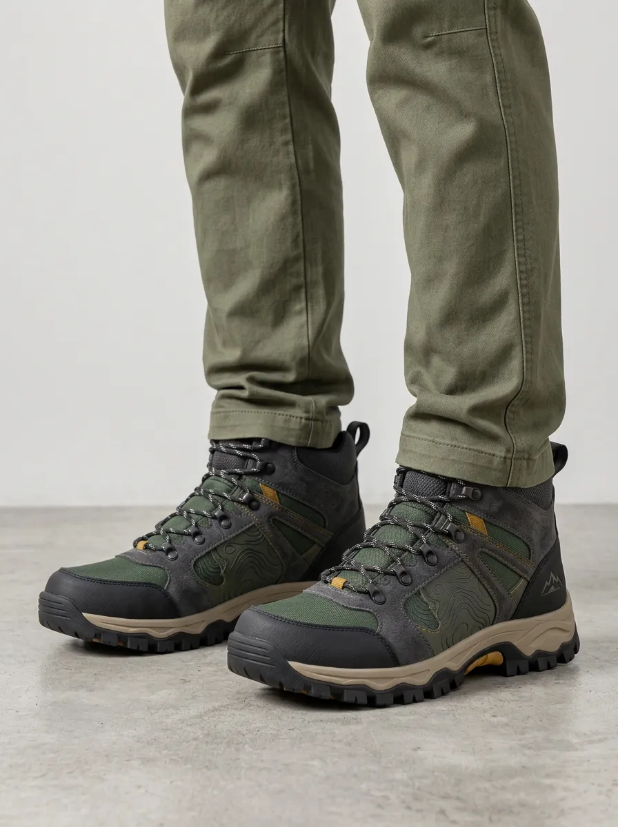 Unisex Hiking Topographic Map Outdoor Boots