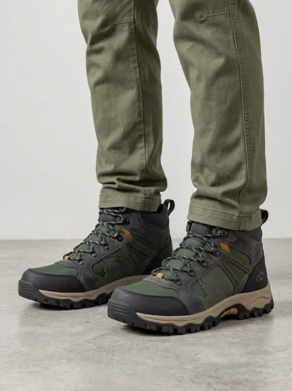 Unisex Hiking Topographic Map Outdoor Boots