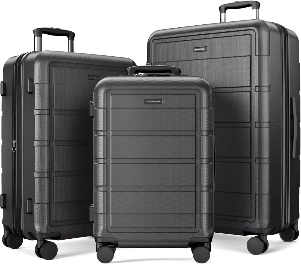SHOWKOO G-Series Luggage set 3pcs, 100% PC Durable Hardshell Suitcase