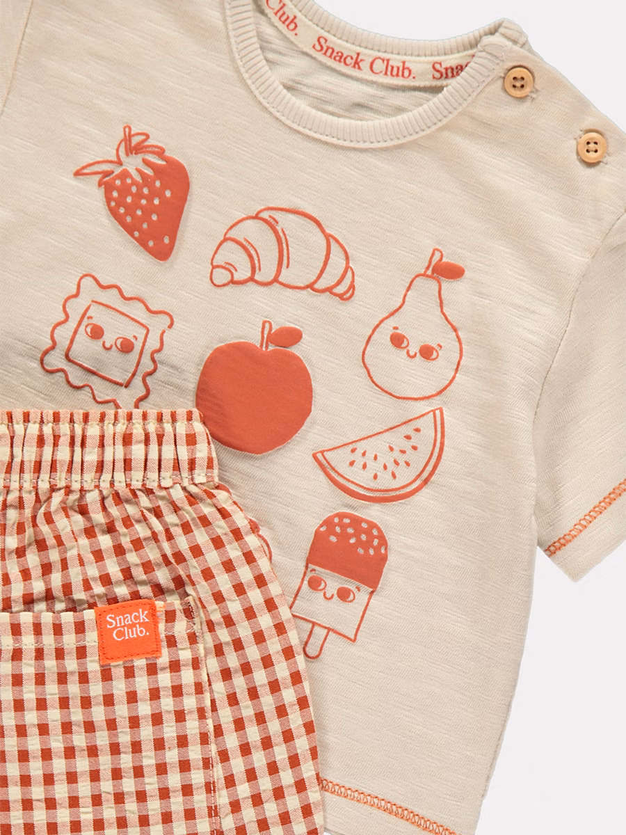 Tasty Treats T-Shirt and Gingham Trousers Outfit detail 1