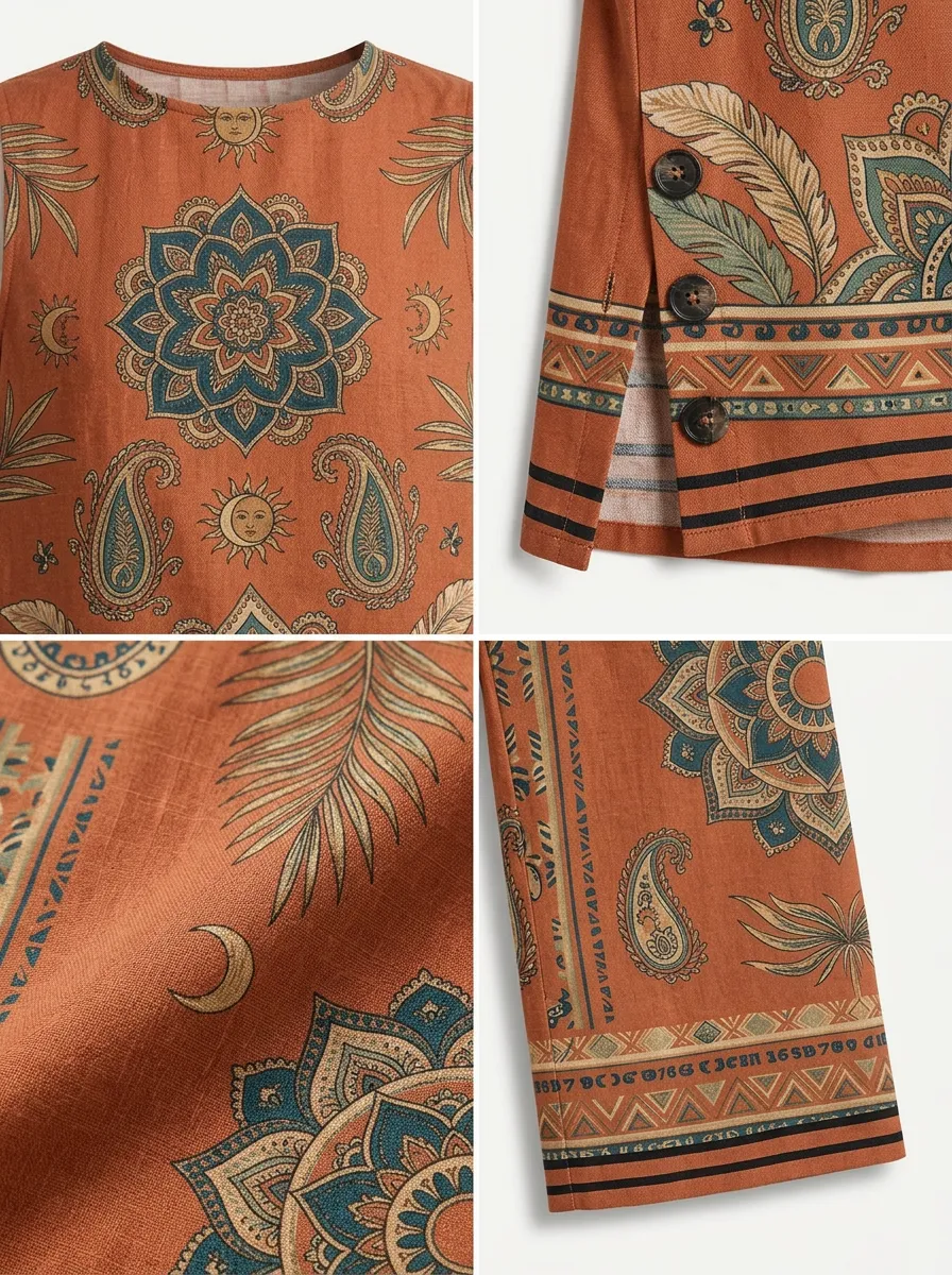 Women's Bohemian Mandala Paisley Printed Sleeveless Set