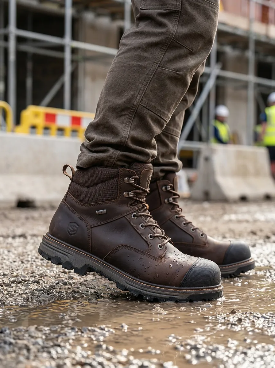 Hiking-Inspired Leather-Look Men's Waterproof Work Boots