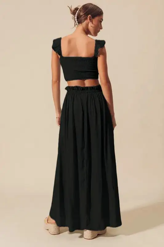 Smocked Top and Flowy Maxi Skirt Set