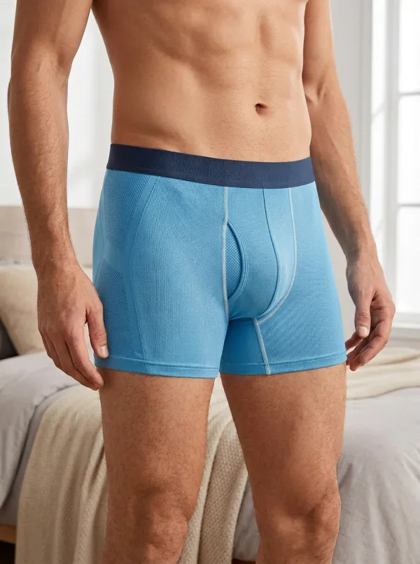 Men's Athletic Performance Grey Mesh Printed Boxer Briefs