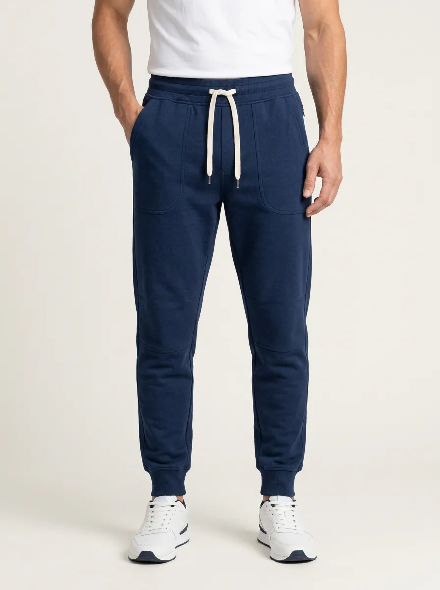 Navy Drawstring Casual Joggers for Men