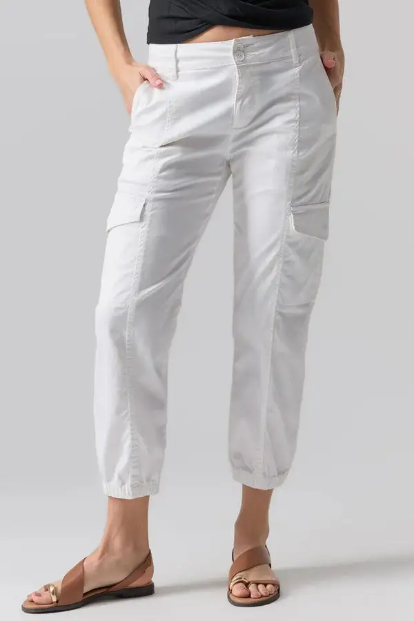 Women's White Cargo Jogger Casual Pants