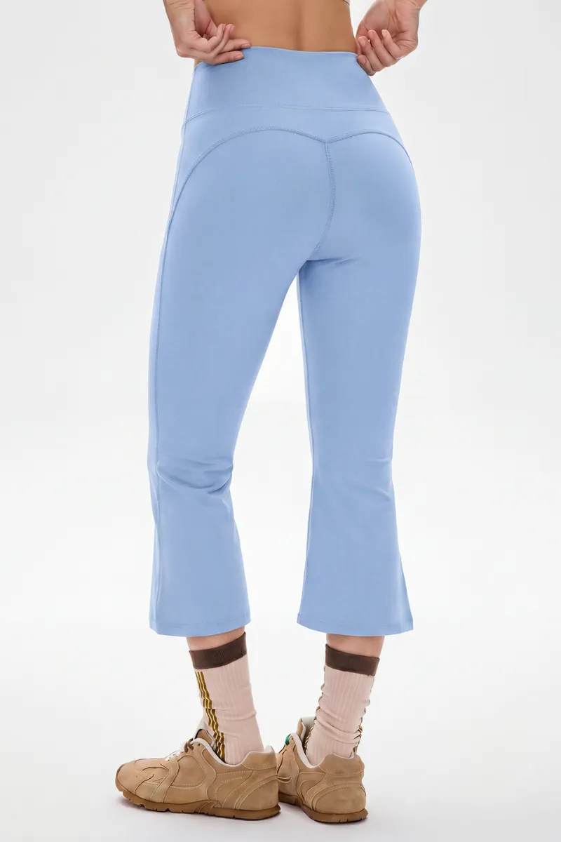 High-Waist Flared Capri Trousers