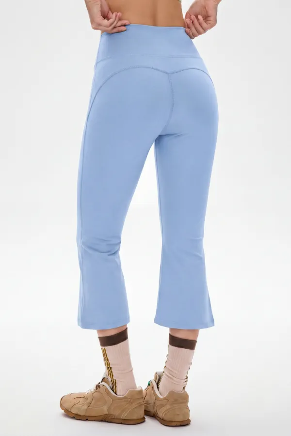 High-Waist Flared Capri Trousers