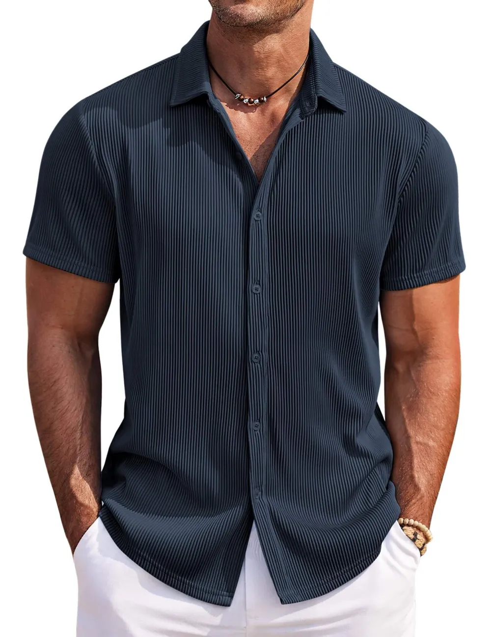 Structured Short Sleeve Button Front Shirt