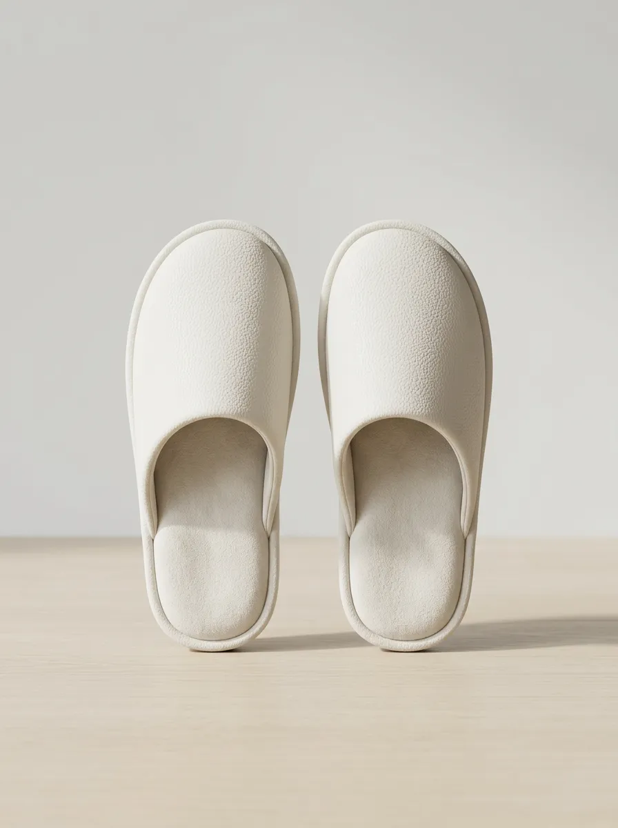 Men's Off White Pebble Texture House Slippers