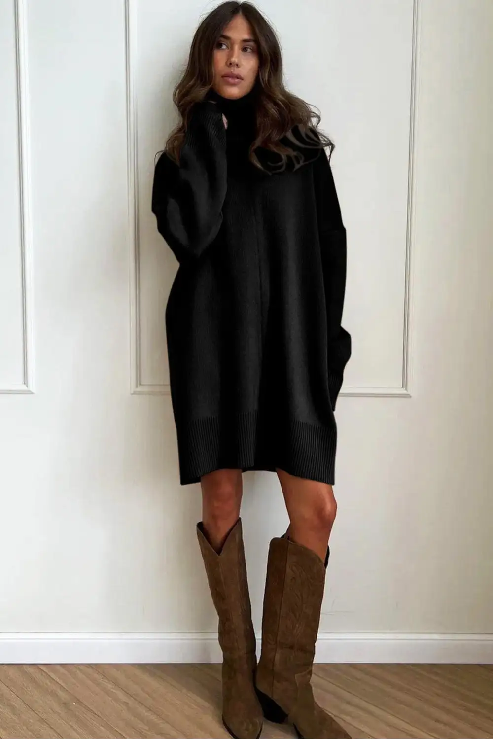 Wearable Cut Drop Shoulder Sweater Dress