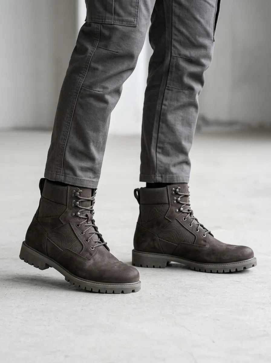 Unisex Outdoor Enthusiast Topographic Print Work Boots