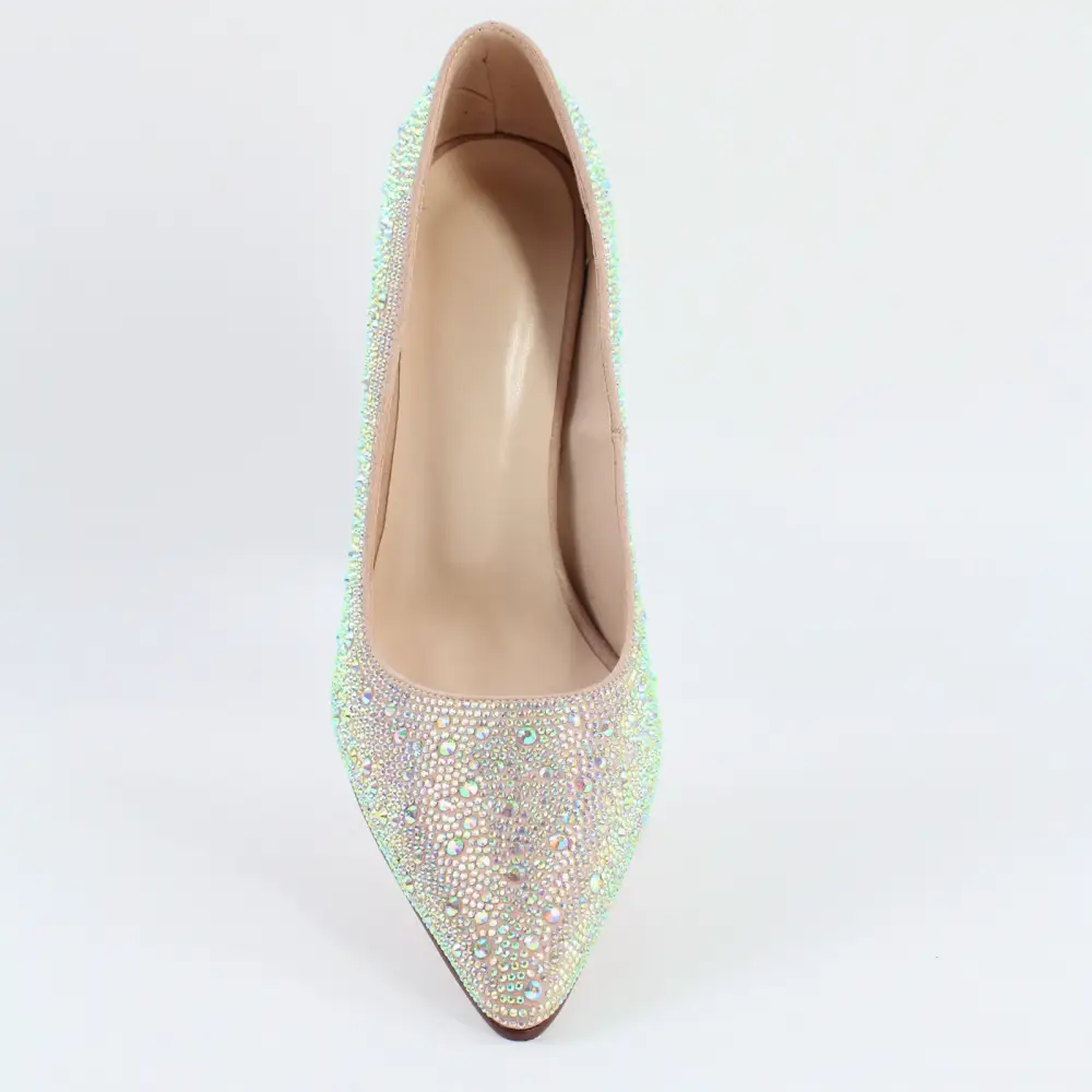 Modern Rhinestone Pointed Toe Chunky Heel Pumps