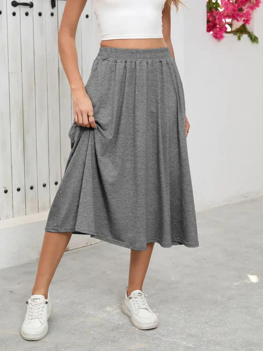 Everyday Elastic Waist Pocket Skirt