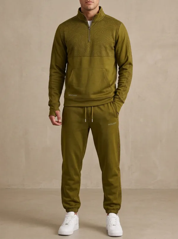 Men's Contemporary Outdoor Hiking Topographic Print Jogger Set