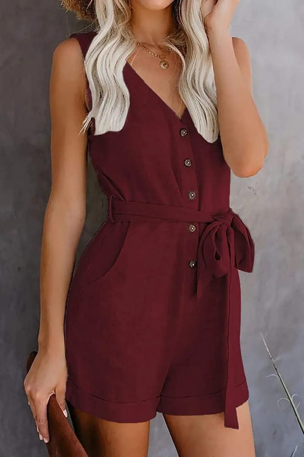 Tied Neck Pocket Romper