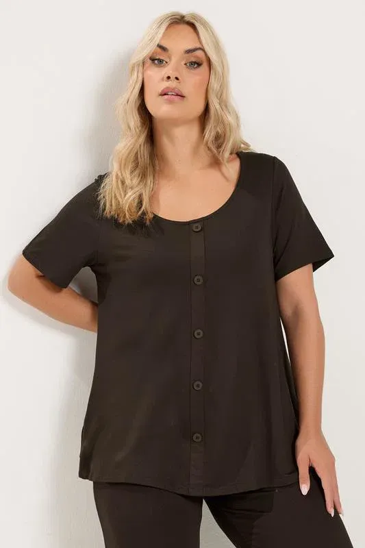 Chocolate Brown Button Front Top