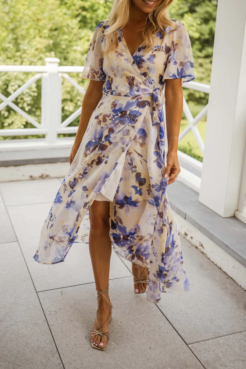 Floral Wrap Front Maxi Dress