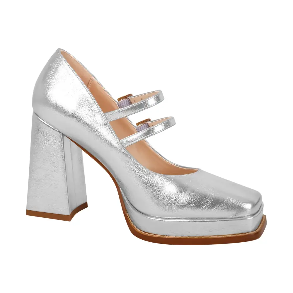 Modern Square Toe Low Platform Chunky Heel Pumps