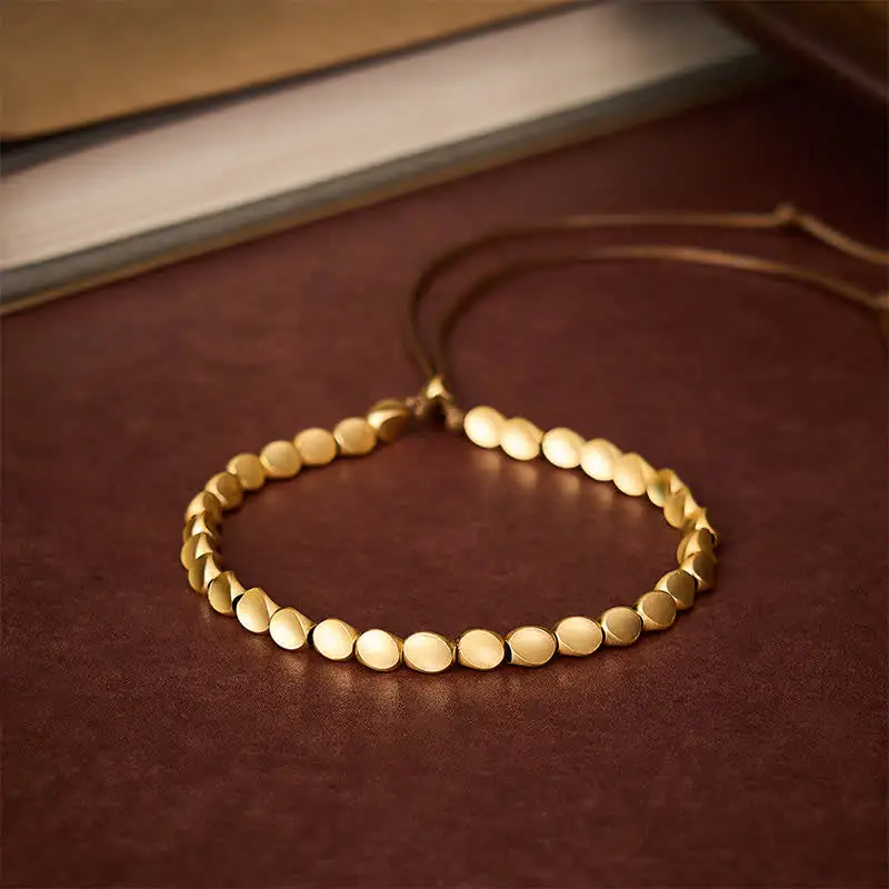 Copper Irregular Shaped Bead String Bracelet