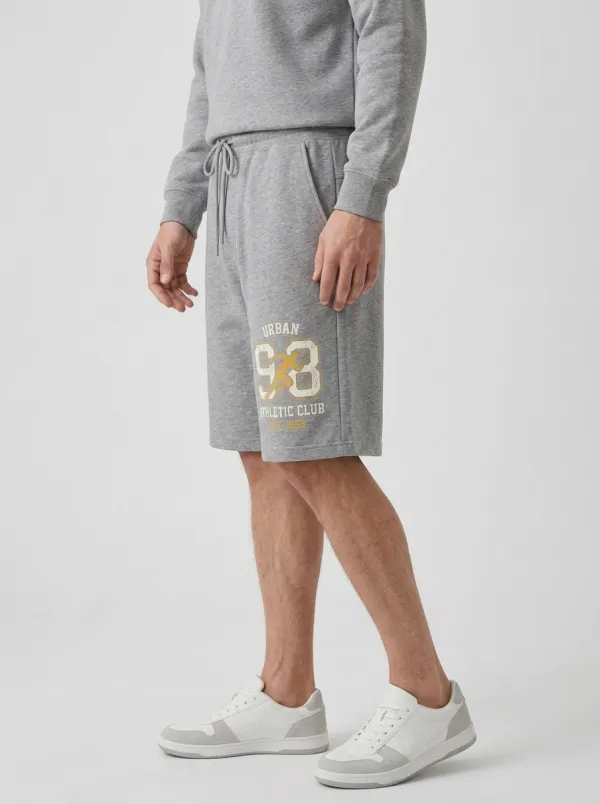 Men's Running Drawstring Athletic Relaxed-Fit Printed Sweat Shorts
