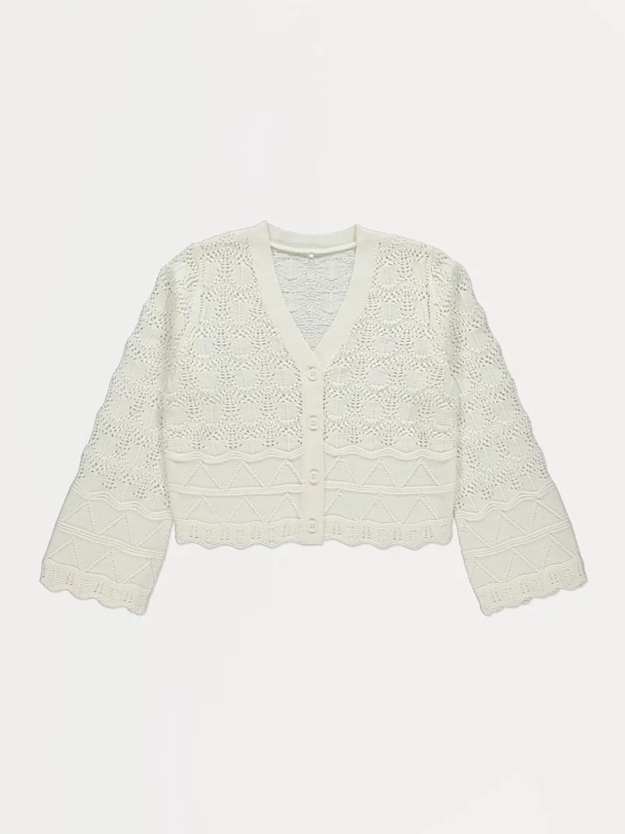 Cream Crochet Cardigan