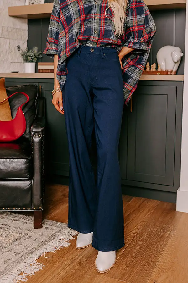 High Waist Relaxed Wide Leg Stretch Belt Detail Unlined Pants