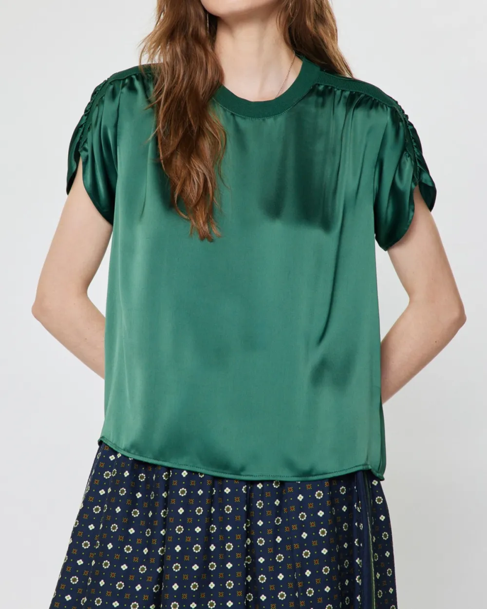 Contrast Hem Silk Top