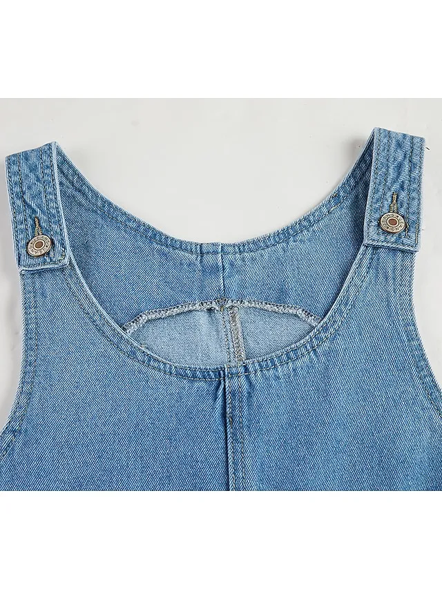 Women's Casual Dress Shift Dress Denim Overall Pinafore Dress Mini Dress Denim Fashion Modern Outdoor Daily Vacation U Neck Pocket Sleeveless Summer Spring 2026 Regular Fit Black Blue Gray Plain S M