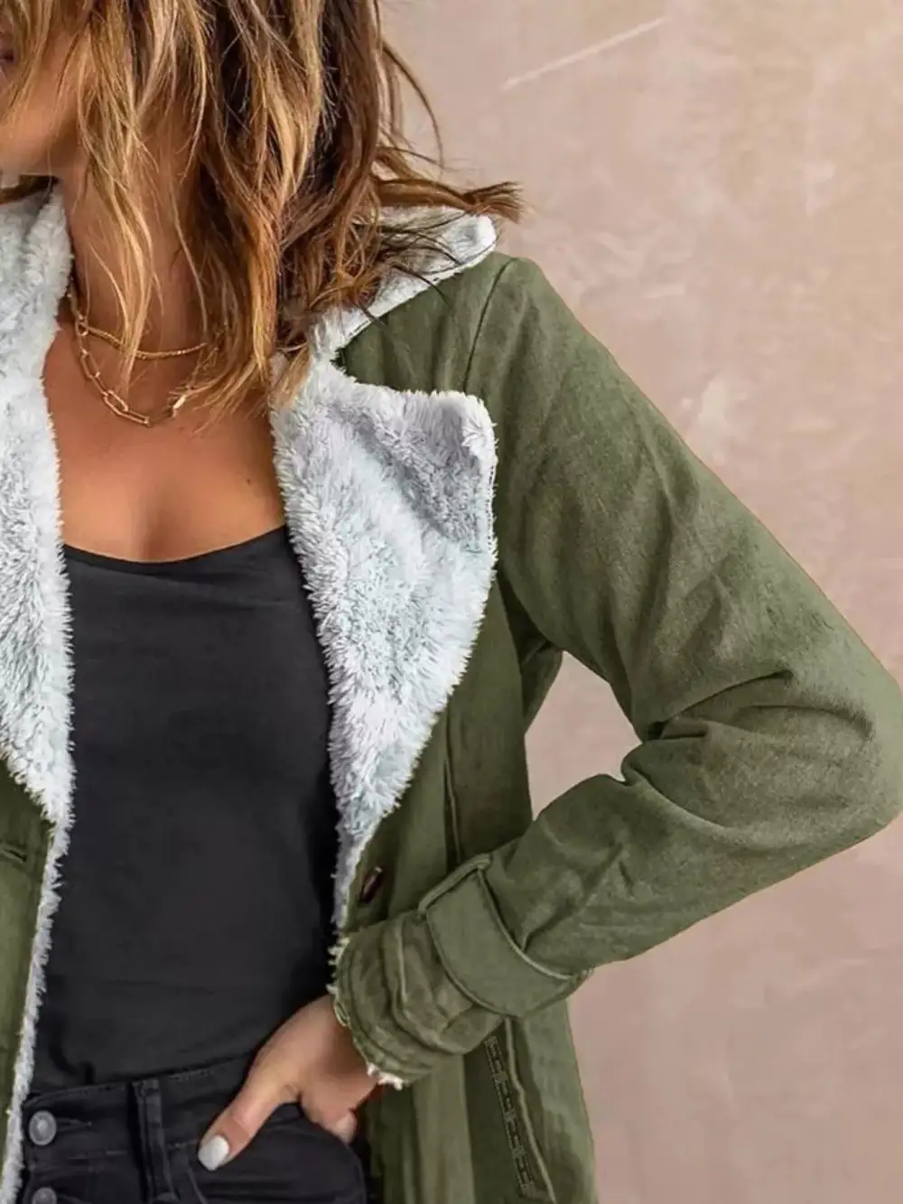 Full Size Sherpa Lined Button Up Outerwear Plus Size
