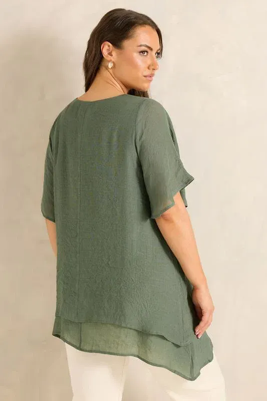 Khaki Green Double Layer Top