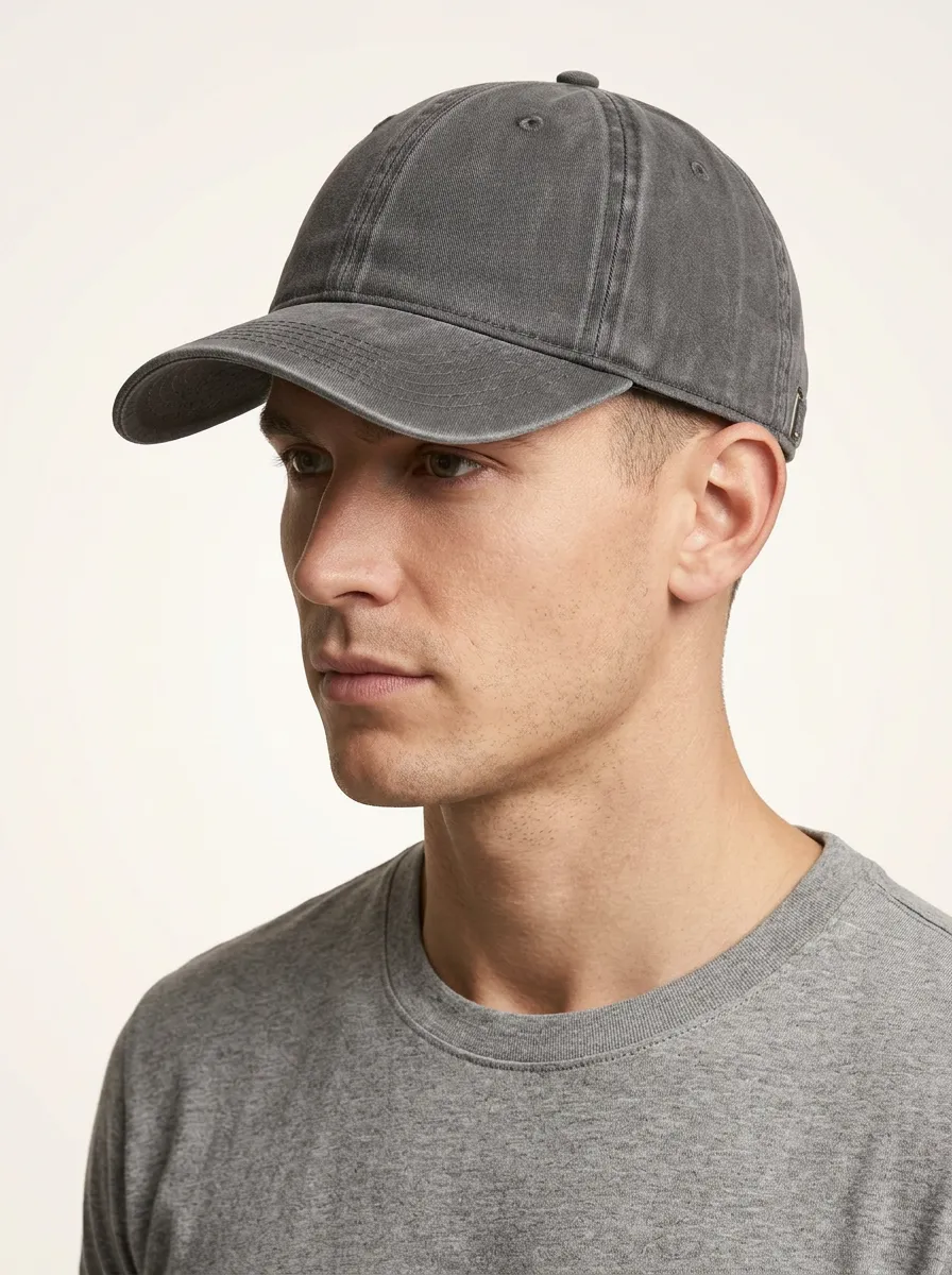 Unisex Vintage Washed Grey Cotton Baseball Cap