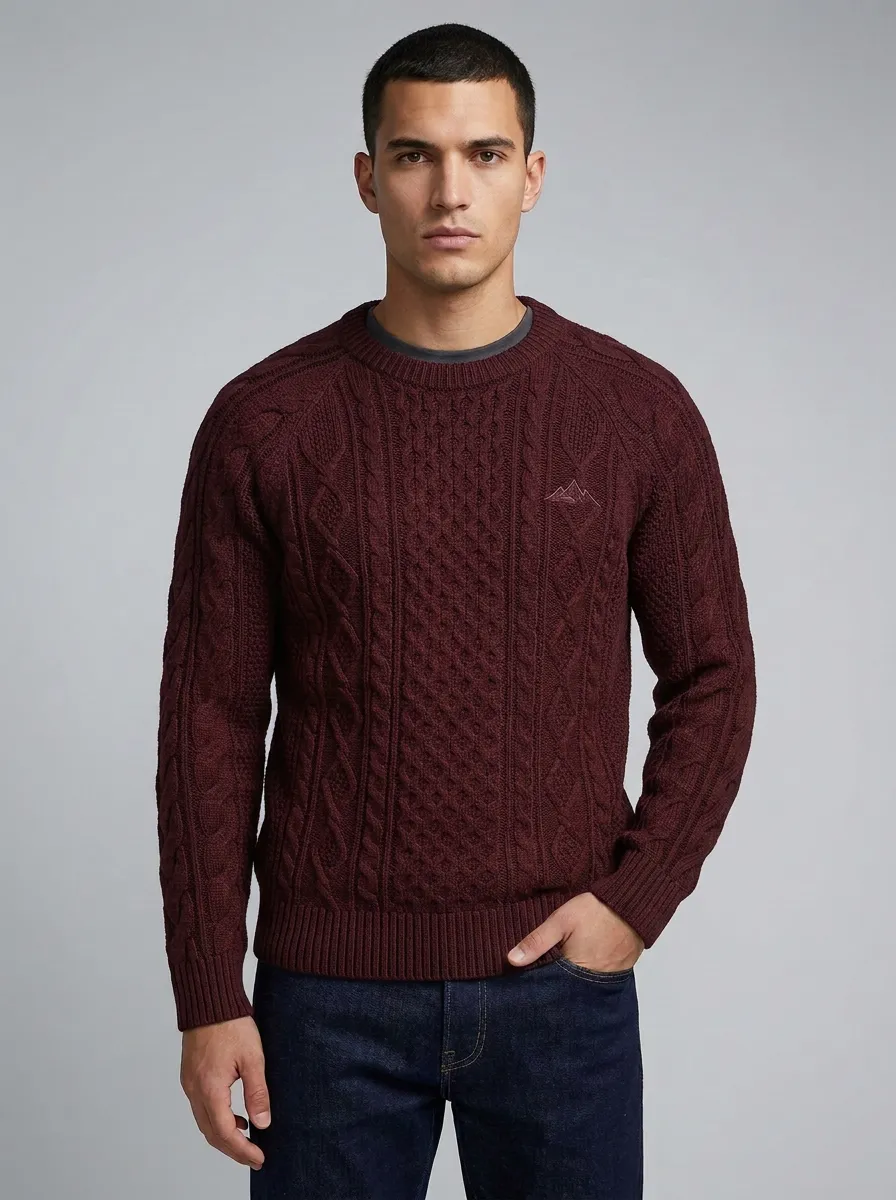 Men's Black Mountain Graphic Embroidered Knit Sweater