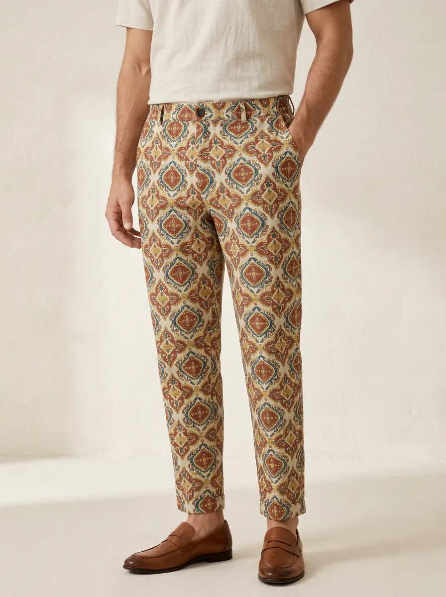 Modern Casual Graphic Print Geometric Print Check Print Men's Printed Casual Pants