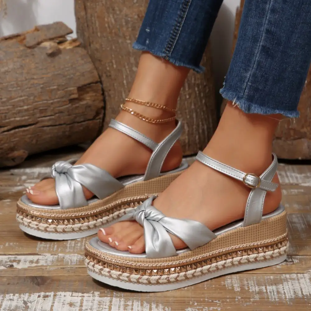 Bow Knot Platform Wedge Sandals